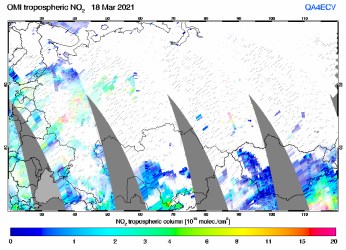Tropospheric NO2 of 18 March 2021