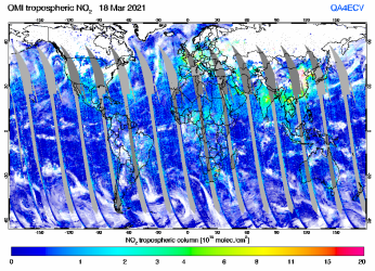 Tropospheric NO2 of 18 March 2021