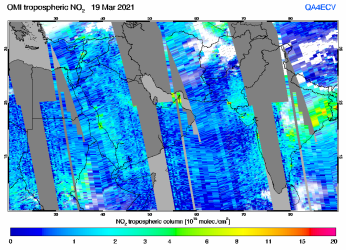 Tropospheric NO2 of 19 March 2021