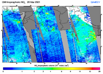 Tropospheric NO2 of 20 March 2021