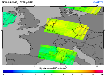 Total NO2 column of 07 September 2011