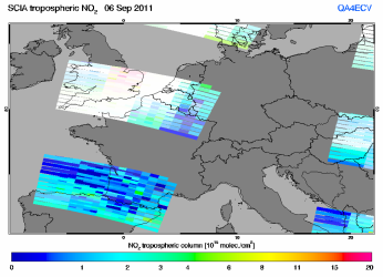 Tropospheric NO2 of 06 September 2011