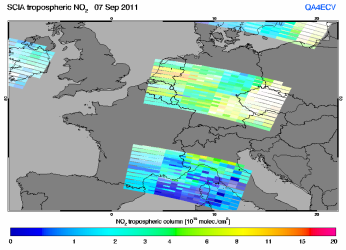 Tropospheric NO2 of 07 September 2011