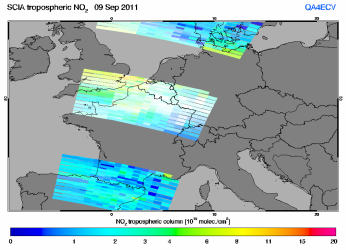 Tropospheric NO2 of 09 September 2011