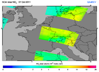 Total NO2 column of 07 October 2011