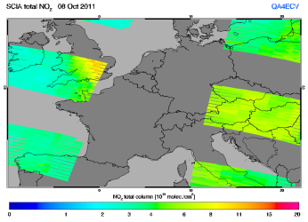 Total NO2 column of 08 October 2011