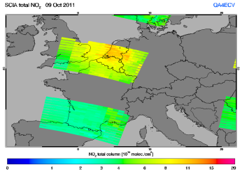 Total NO2 column of 09 October 2011