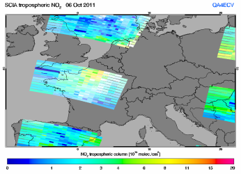Tropospheric NO2 of 06 October 2011