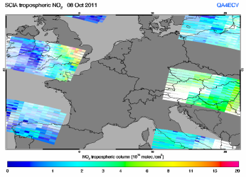 Tropospheric NO2 of 08 October 2011