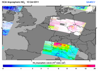 Tropospheric NO2 of 10 October 2011