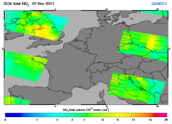 Total NO2 column of 07 November 2011