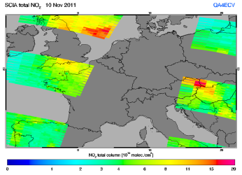 Total NO2 column of 10 November 2011