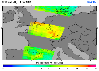 Total NO2 column of 11 November 2011