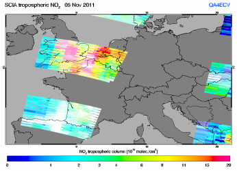 Tropospheric NO2 of 05 November 2011