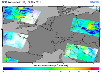 Tropospheric NO2 of 07 November 2011