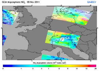 Tropospheric NO2 of 09 November 2011