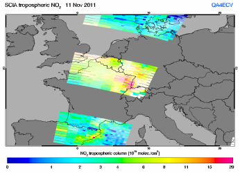 Tropospheric NO2 of 11 November 2011