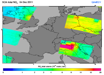 Total NO2 column of 04 December 2011