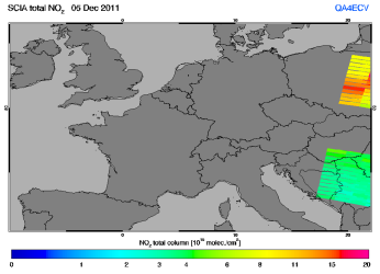 Total NO2 column of 05 December 2011