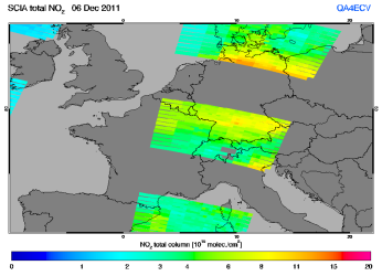 Total NO2 column of 06 December 2011