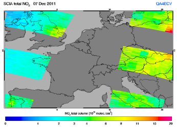Total NO2 column of 07 December 2011