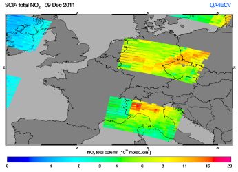 Total NO2 column of 09 December 2011