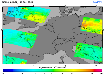 Total NO2 column of 10 December 2011