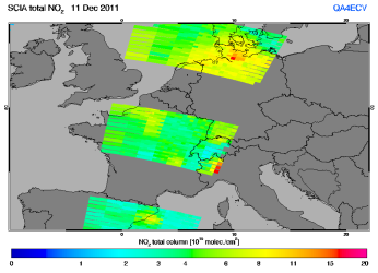 Total NO2 column of 11 December 2011