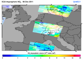 Tropospheric NO2 of 06 December 2011