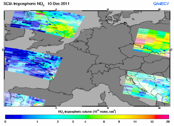 Tropospheric NO2 of 10 December 2011