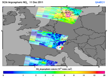 Tropospheric NO2 of 11 December 2011