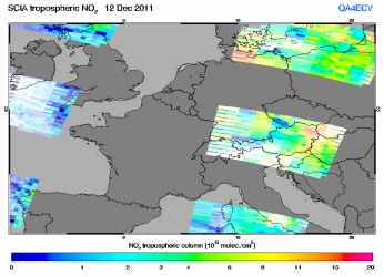 Tropospheric NO2 of 12 December 2011