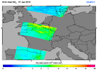 Total NO2 column of 07 January 2012