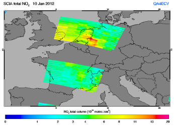 Total NO2 column of 10 January 2012