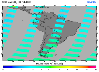 Total NO2 column of 04 February 2012