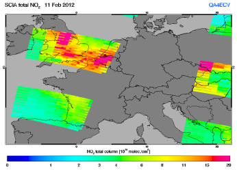 Total NO2 column of 11 February 2012