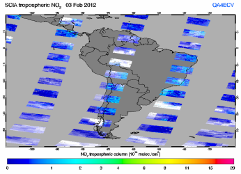 Tropospheric NO2 of 03 February 2012