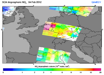 Tropospheric NO2 of 04 February 2012