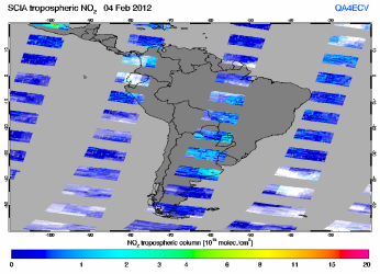 Tropospheric NO2 of 04 February 2012