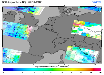 Tropospheric NO2 of 05 February 2012