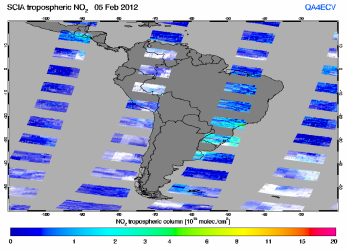 Tropospheric NO2 of 05 February 2012