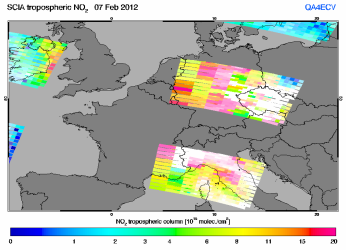 Tropospheric NO2 of 07 February 2012