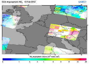 Tropospheric NO2 of 10 February 2012