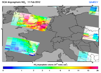 Tropospheric NO2 of 11 February 2012