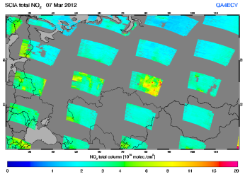 Total NO2 column of 07 March 2012