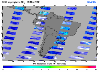 Tropospheric NO2 of 03 March 2012