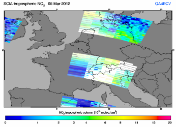Tropospheric NO2 of 05 March 2012