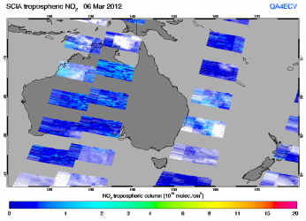 Tropospheric NO2 of 06 March 2012