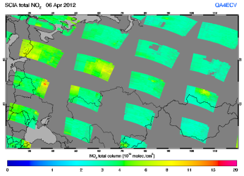 Total NO2 column of 06 April 2012