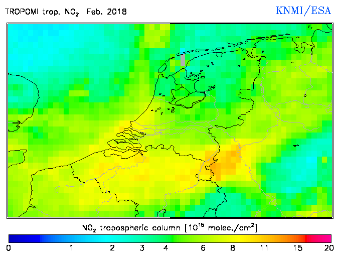 Regional Tropospheric NO2 of February 2018